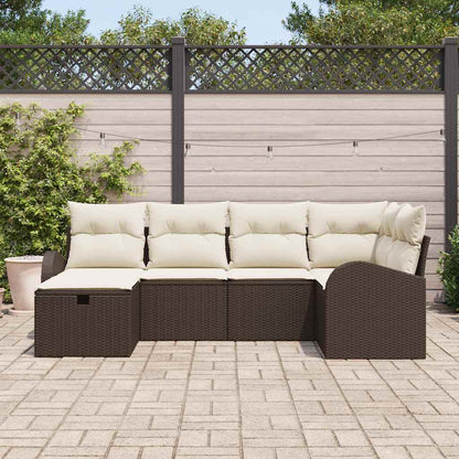 Sofa Set mit Kissen mit Speicher Braun und Creme Poly-Rattan