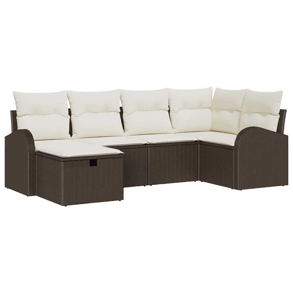 Sofa Set mit Kissen mit Speicher Braun und Creme Poly-Rattan