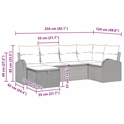 Sofa Set mit Kissen mit Speicher 6 pcs Grau Poly-Rattan