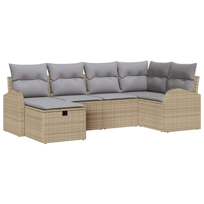 Sofa Set mit Kissen mit Speicher Beige und Hellgrau Poly-Rattan