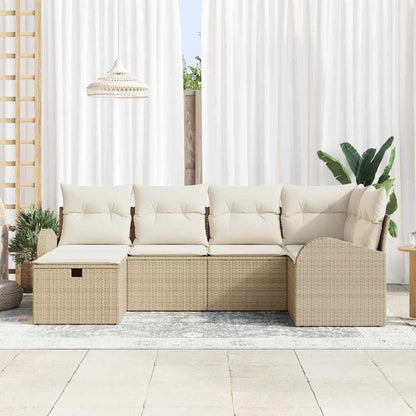 vidaXL Salon de jardin avec coussins de rangement Beige et Crème Rotin synthétique