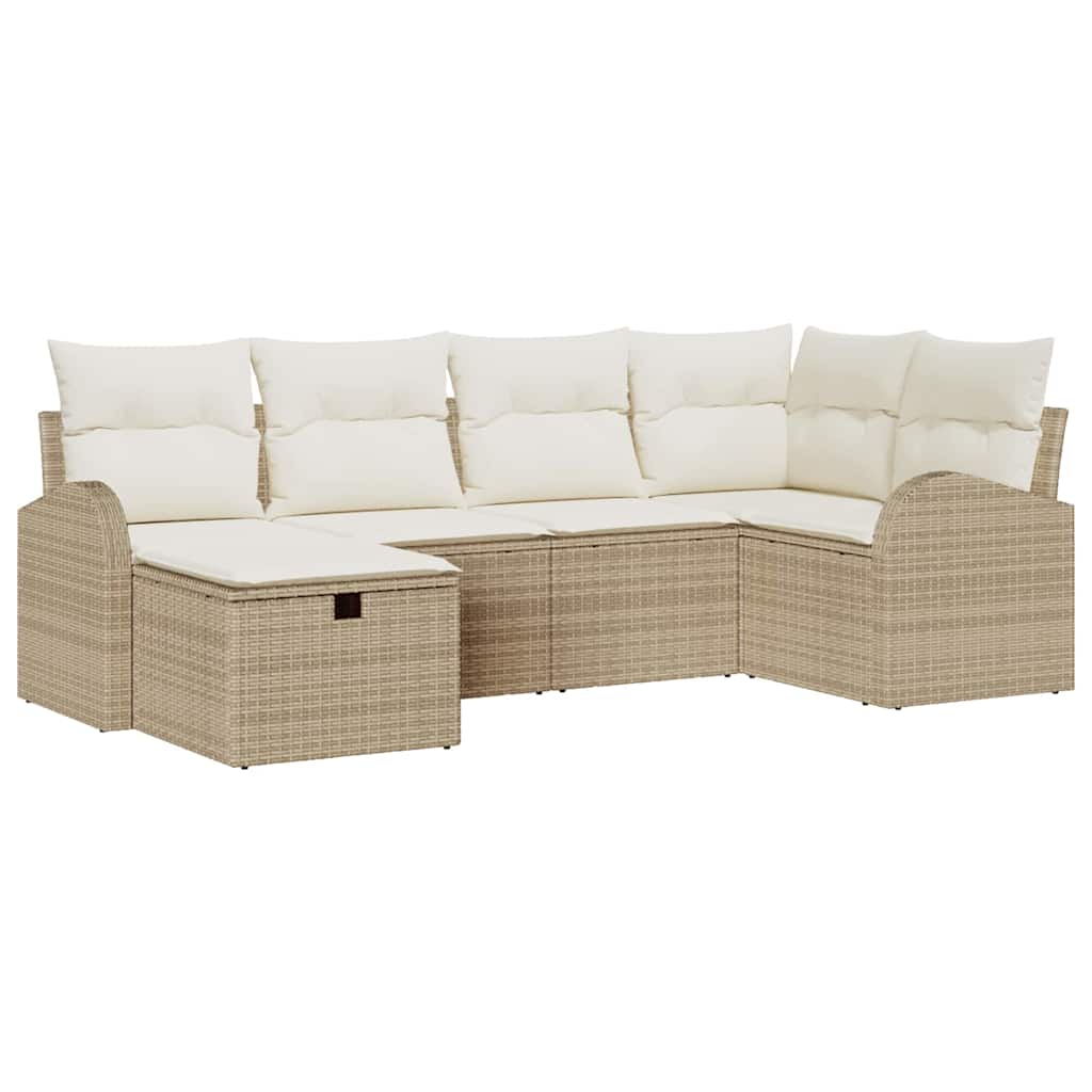 vidaXL Salon de jardin avec coussins de rangement Beige et Crème Rotin synthétique