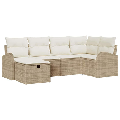 vidaXL Salon de jardin avec coussins de rangement Beige et Crème Rotin synthétique