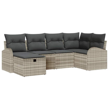 vidaXL Ensemble canapé avec coussins et espace de rangement 6 pcs Gris clair résine tressée