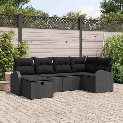 Sofa Set mit Kissen mit Speicher Schwarz Poly-Rattan