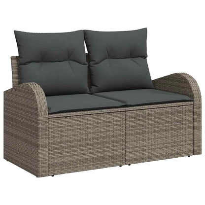 Sofa Set mit Kissen mit Speicher Grau Poly-Rattan