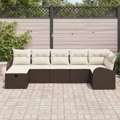 Sofa Set mit Kissen mit Speicher Braun und Creme Poly-Rattan