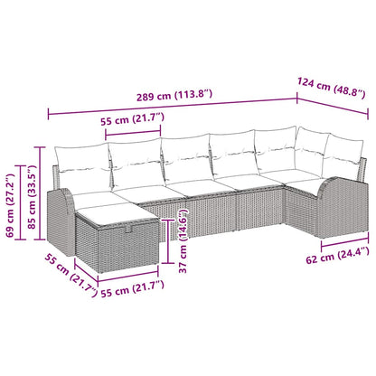 Sofa Set mit Kissen mit Speicher Braun und Creme Poly-Rattan