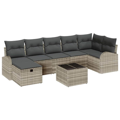 Sofa Set mit Kissen mit Speicher Hellgrau Poly-Rattan
