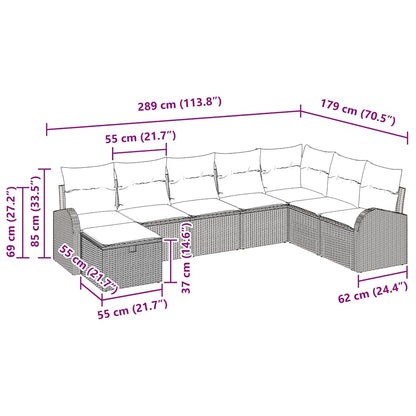 Sofa Set mit Kissen 8 pcs Beige und Hellgrau Poly-Rattan