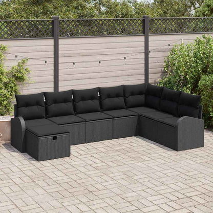 Sofa Set mit Kissen mit Speicher Schwarz Poly-Rattan