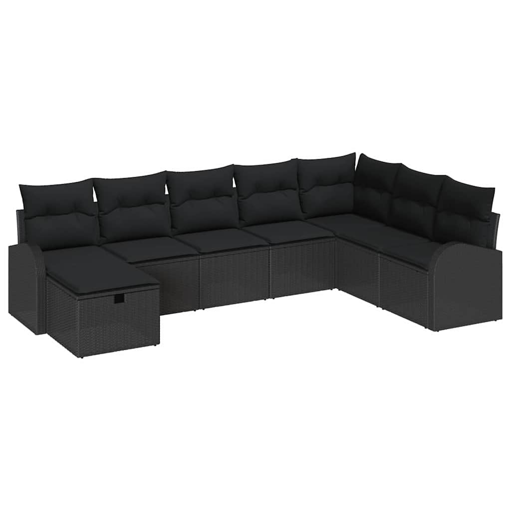 Sofa Set mit Kissen mit Speicher Schwarz Poly-Rattan