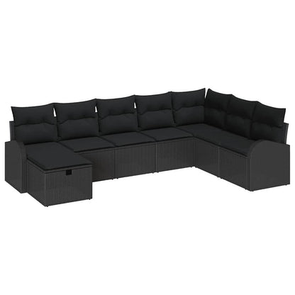 Sofa Set mit Kissen mit Speicher Schwarz Poly-Rattan