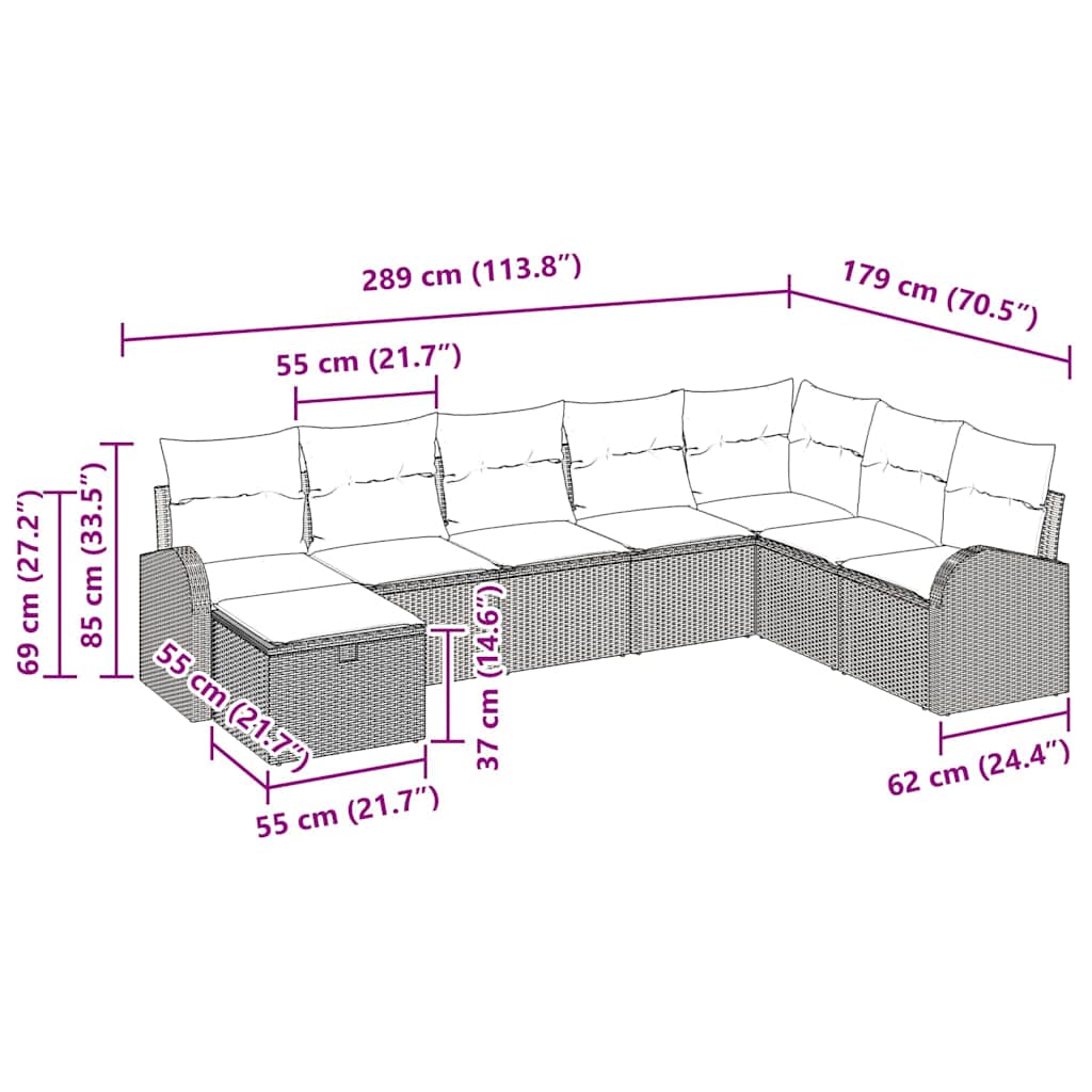 Sofa Set mit Kissen mit Speicher Schwarz Poly-Rattan