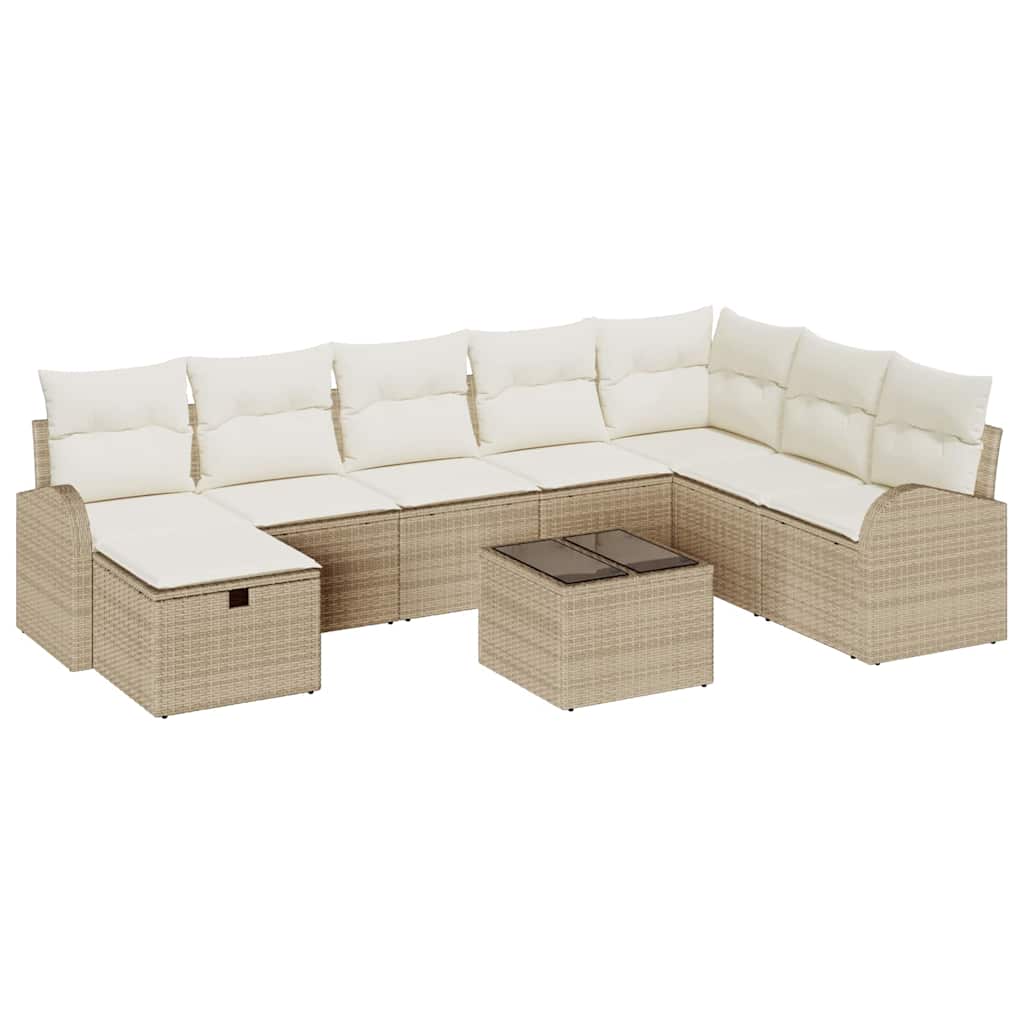 Sofa Set mit Kissen mit Speicher Beige und Creme Poly-Rattan