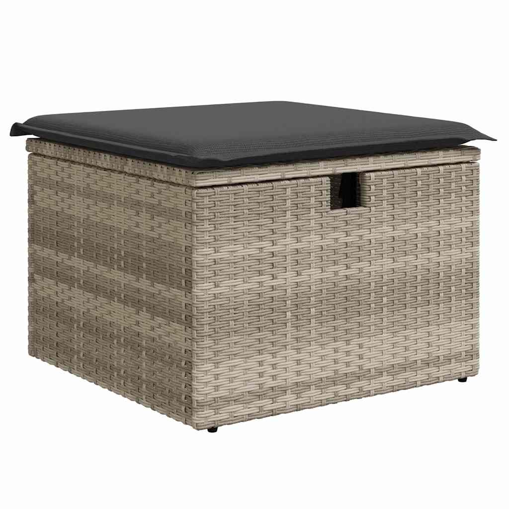 vidaXL Sofa Set mit Kissen mit Speicher 4 pcs Hellgrau Poly-Rattan