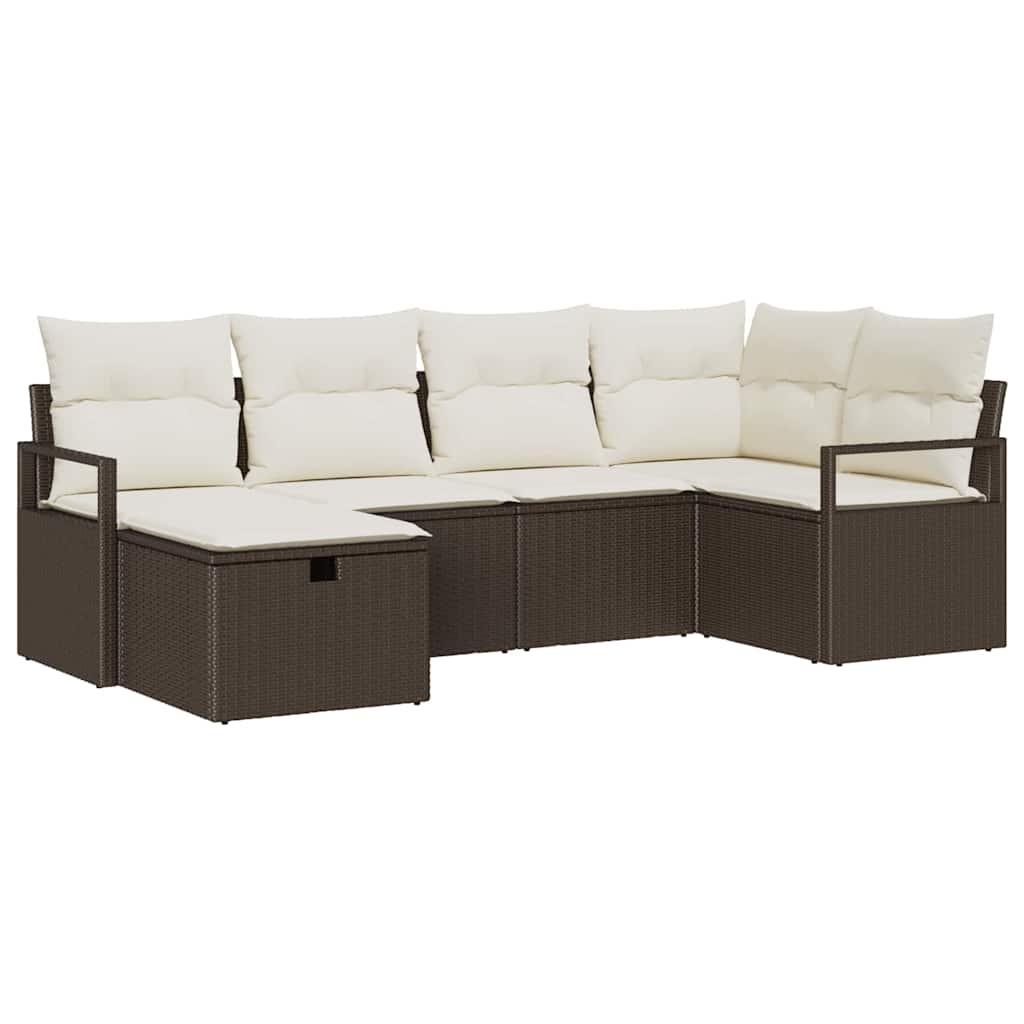 vidaXL Sofa Set mit Kissen mit Speicher Braun und Creme Poly-Rattan