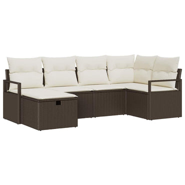 vidaXL Sofa Set mit Kissen mit Speicher Braun und Creme Poly-Rattan