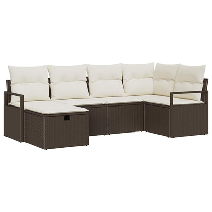vidaXL Sofa Set mit Kissen mit Speicher Braun und Creme Poly-Rattan