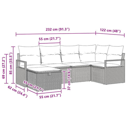 Sofa Set mit Kissen mit Speicher Grau Poly-Rattan