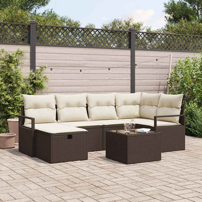 Sofa Set mit Kissen mit Speicher Braun und Creme Poly-Rattan