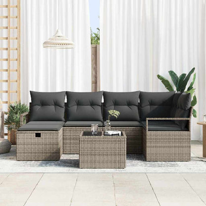 Sofa Set mit Kissen mit Speicher Grau Poly-Rattan