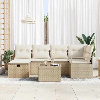 vidaXL Sofa Set mit Kissen 7 pcs Beige und Creme Poly-Rattan