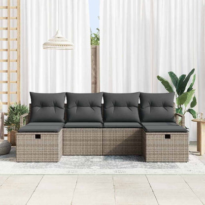 Sofa Set mit Kissen mit Speicher 6 pcs Grau Poly-Rattan