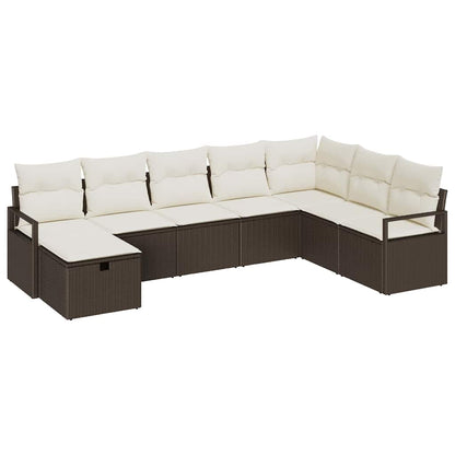 Sofa Set mit Kissen mit Speicher Braun und Creme Poly-Rattan