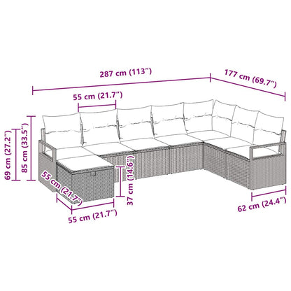 Sofa Set mit Kissen mit Speicher Braun und Creme Poly-Rattan