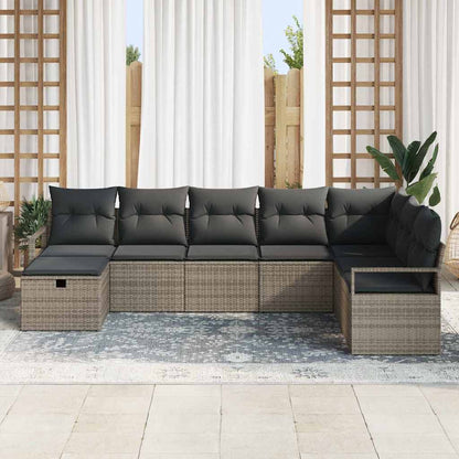 Sofa Set mit Kissen mit Speicher 8 pcs Grau Poly-Rattan