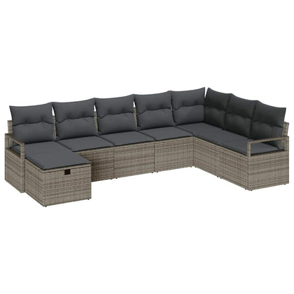 Sofa Set mit Kissen mit Speicher 8 pcs Grau Poly-Rattan
