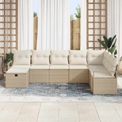 Sofa Set mit Kissen mit Speicher Beige und Creme Poly-Rattan