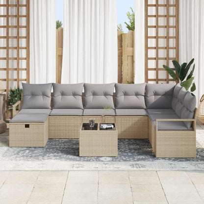 Sofa Set mit Kissen mit Speicher Beige und Hellgrau Poly-Rattan