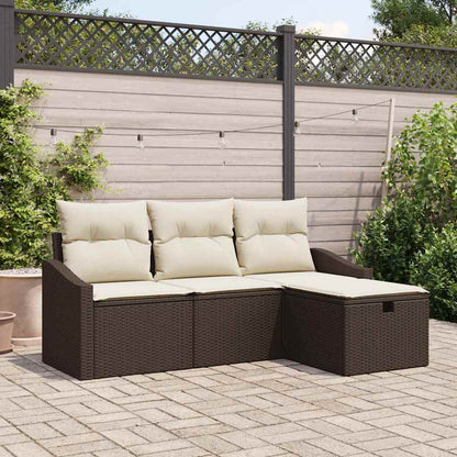 Sofa Set mit Kissen mit Speicher 4 pcs Braun Poly-Rattan