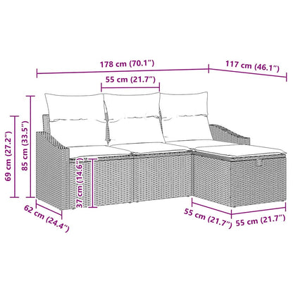 Sofa Set mit Kissen mit Speicher 4 pcs Braun Poly-Rattan