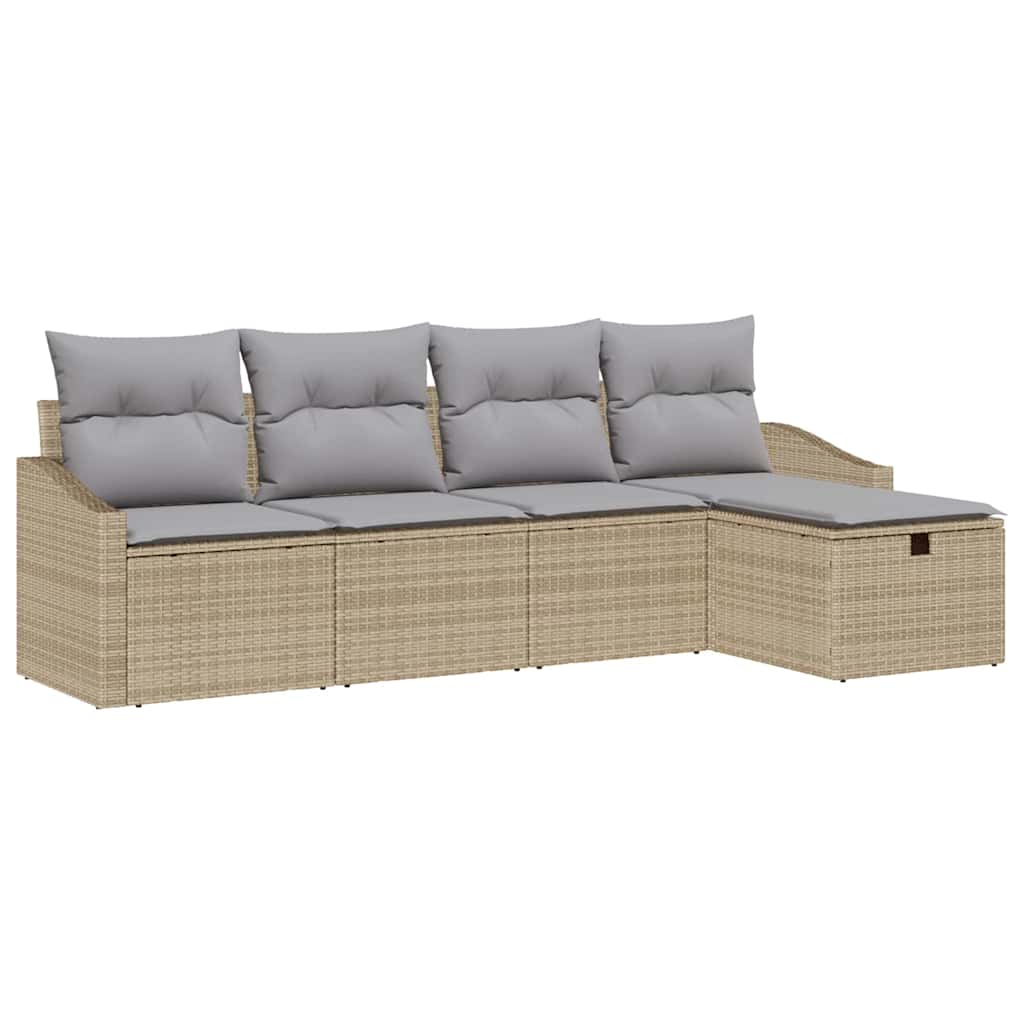 Sofa Set mit Kissen mit Speicher Beige Poly-Rattan