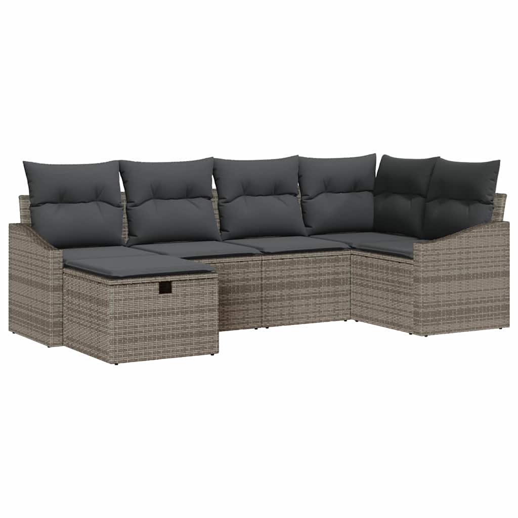 Sofa Set mit Kissen mit Speicher Grau Poly-Rattan