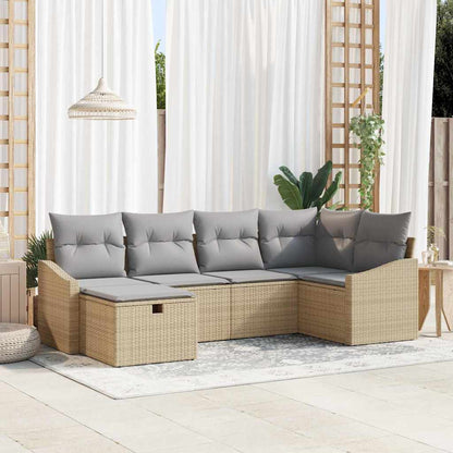 Sofa Set mit Kissen 6 pcs Beige und Hellgrau Poly-Rattan
