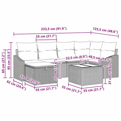 Sofa Set mit Kissen mit Speicher Beige und Hellgrau Poly-Rattan