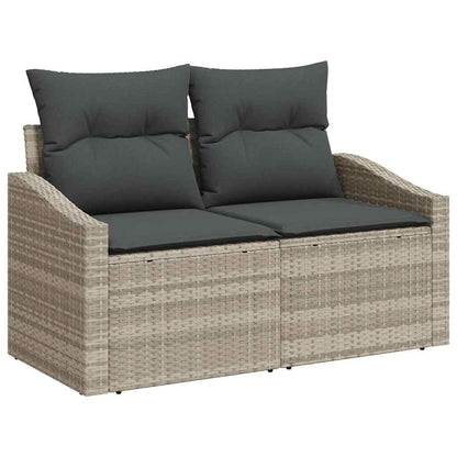vidaXL Sofa Set mit Kissen 7 pcs Hellgrau und Grau Poly-Rattan