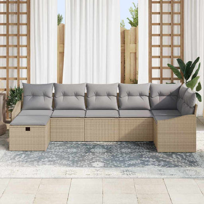 Sofa Set mit Kissen mit Speicher Beige Poly-Rattan