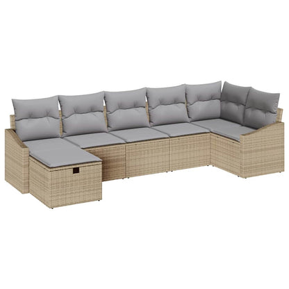 Sofa Set mit Kissen mit Speicher Beige Poly-Rattan