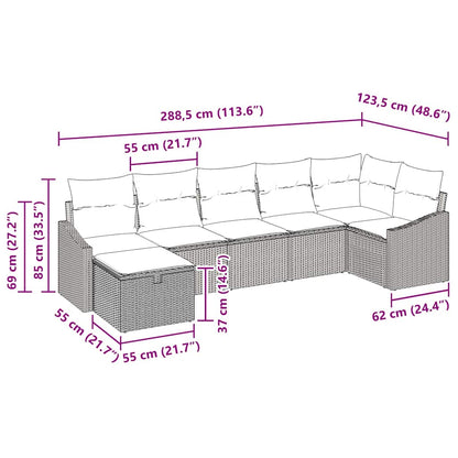 Sofa Set mit Kissen mit Speicher Schwarz Poly-Rattan