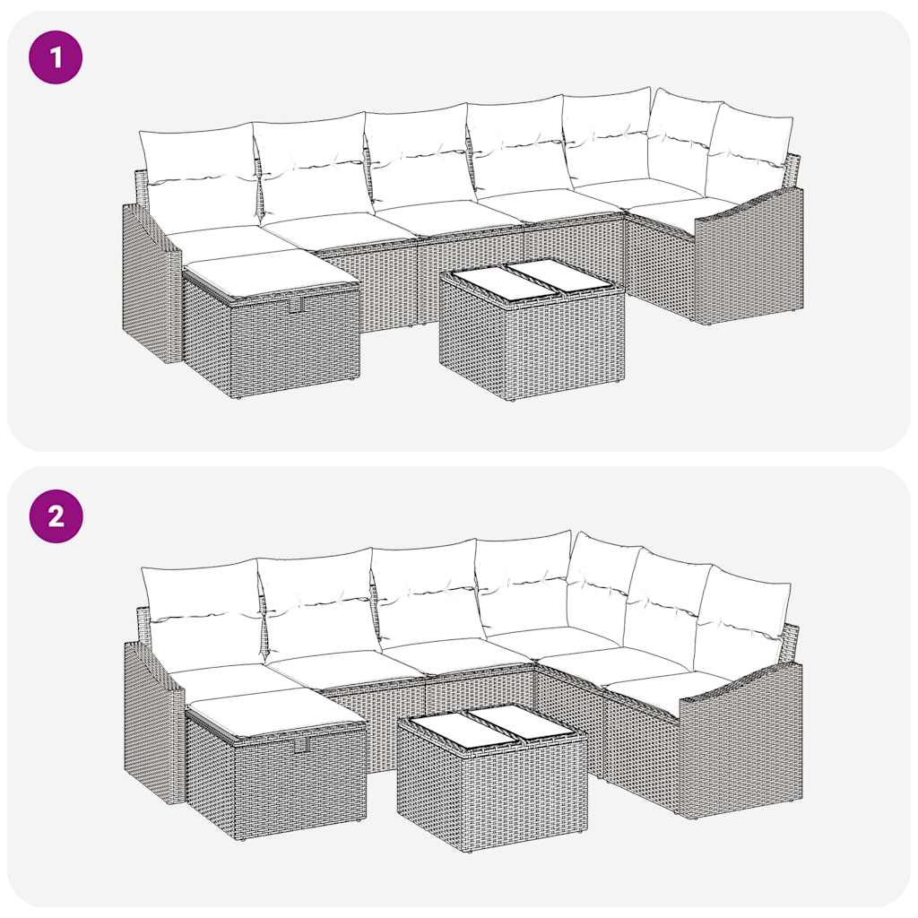 Sofa Set mit Kissen mit Speicher Grau Poly-Rattan
