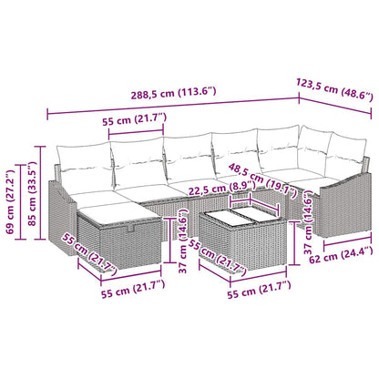 Sofa Set mit Kissen mit Speicher 8 pcs Poly-Rattan