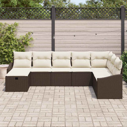 Gartensofa-set mit Kissen mit Speicher 8 pcs Poly-Rattan