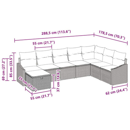 Garten-Sofa-Set mit Kissen 8 pcs Grau Poly Rattan