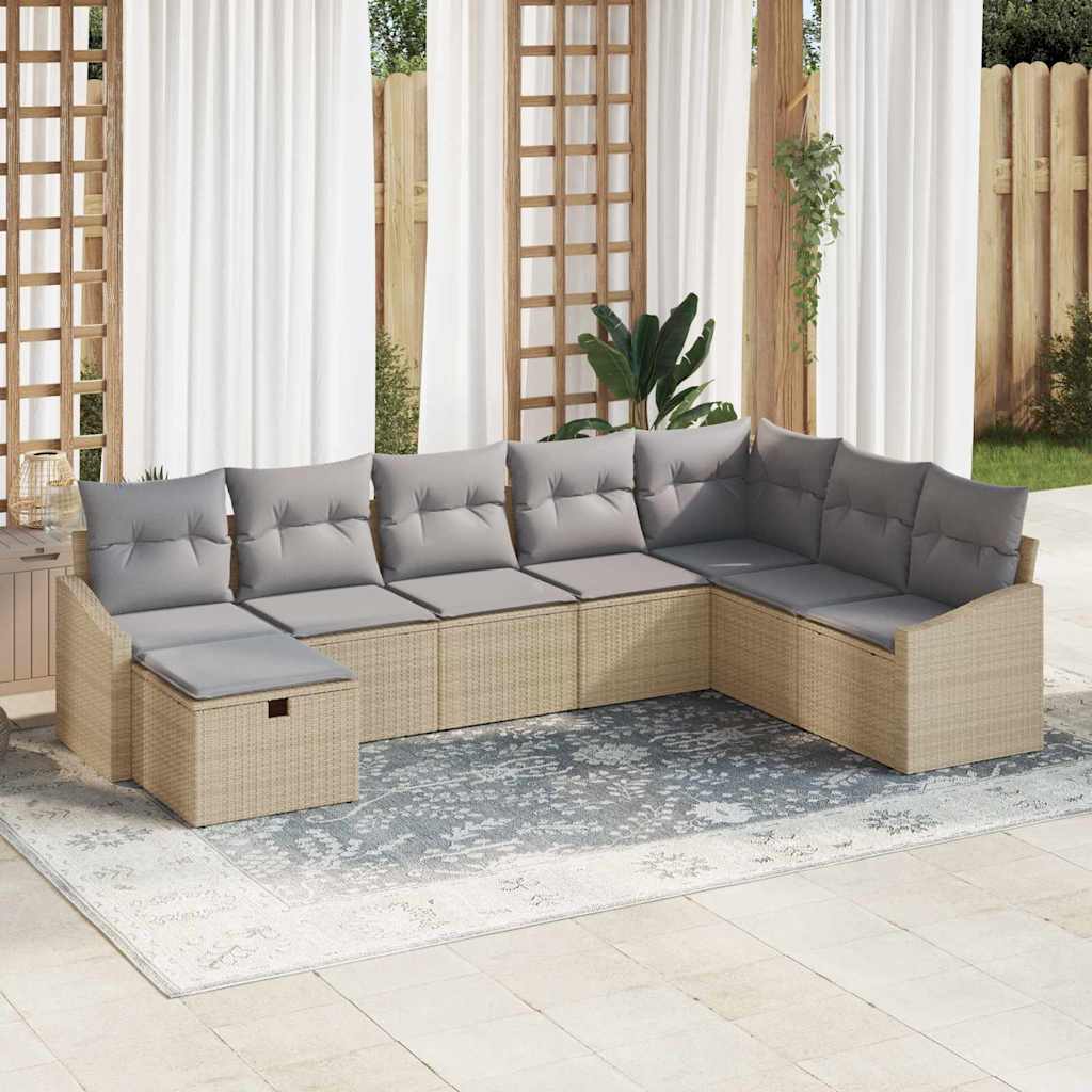 Gartensofa-set mit Kissen mit Speicher 8 pcs Poly-Rattan