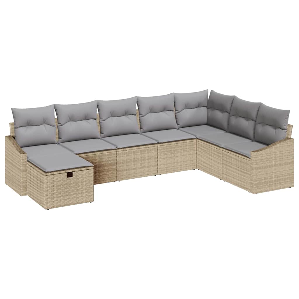 Gartensofa-set mit Kissen mit Speicher 8 pcs Poly-Rattan